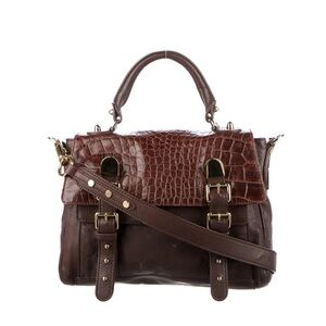 CC Skye Chocolate Croc-Patterned Satchel